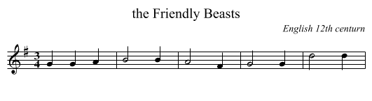 Friendly Beasts, the  - staff notation