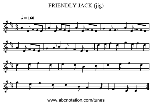 FRIENDLY JACK (jig) - staff notation