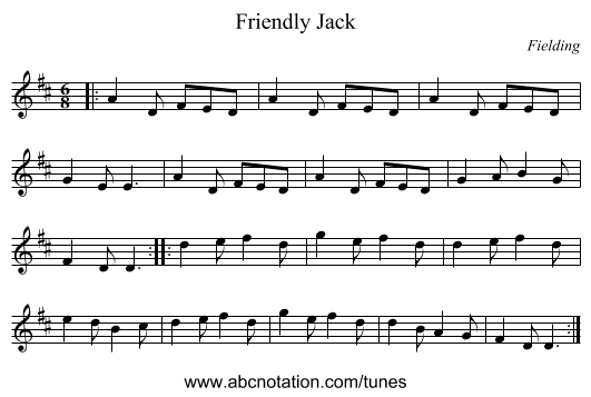 Friendly Jack - staff notation