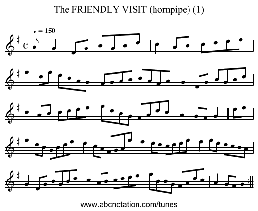 FRIENDLY VISIT (hornpipe) (1), The - staff notation