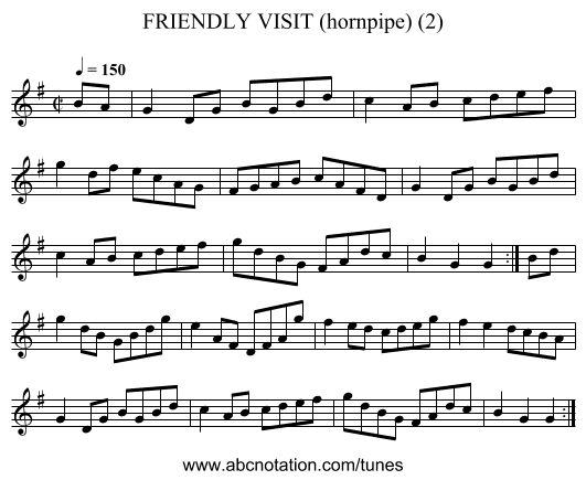 FRIENDLY VISIT (hornpipe) (2) - staff notation