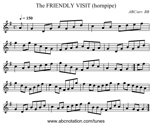 FRIENDLY VISIT (hornpipe), The - staff notation