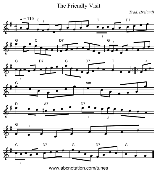 Friendly Visit, The - staff notation