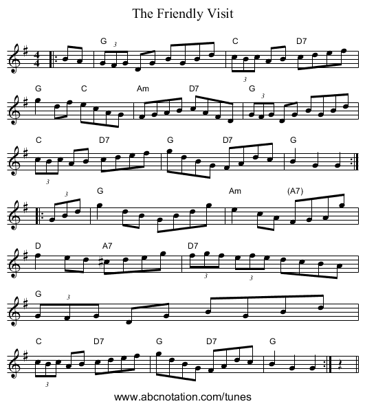 Friendly Visit, The - staff notation