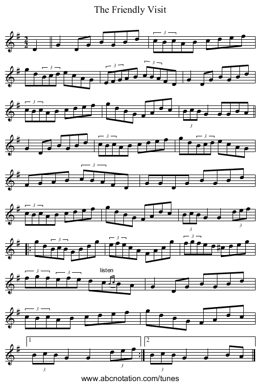 Friendly Visit, The - staff notation