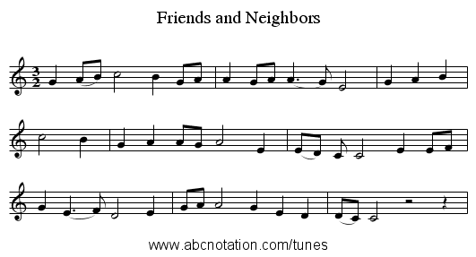 Friends and Neighbors - staff notation