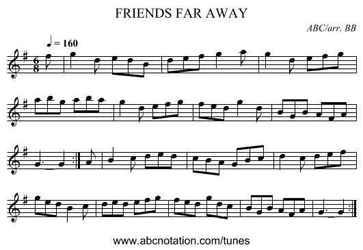 FRIENDS FAR AWAY - staff notation