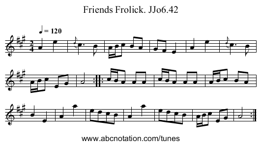 Friends Frolick. JJo6.42 - staff notation