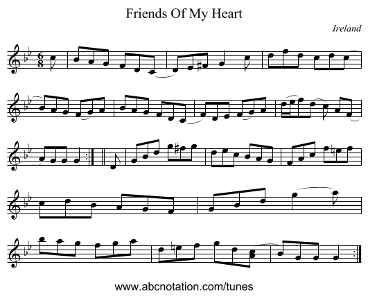 Friends Of My Heart - staff notation