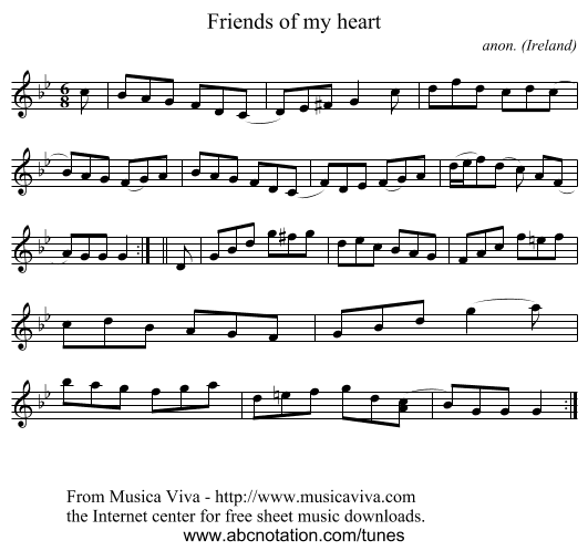 Friends of my heart - staff notation