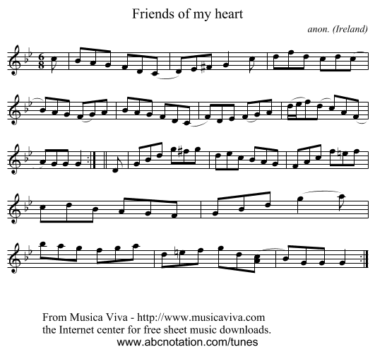 Friends of my heart - staff notation