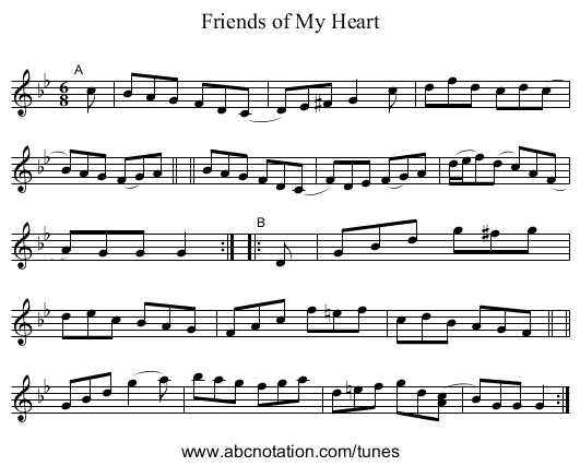 Friends of My Heart - staff notation