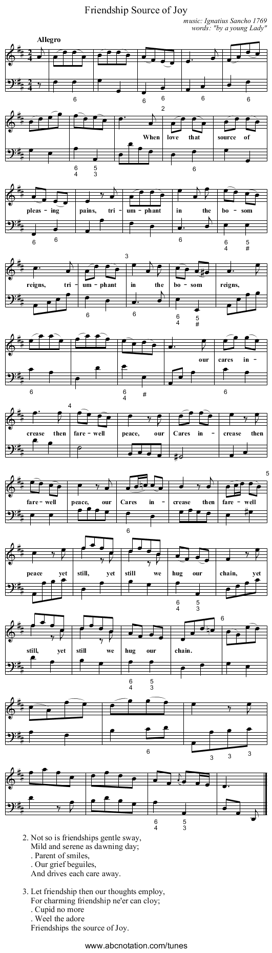 Friendship Source of Joy - staff notation