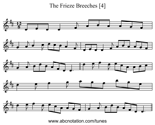Frieze Breeches [4], The - staff notation
