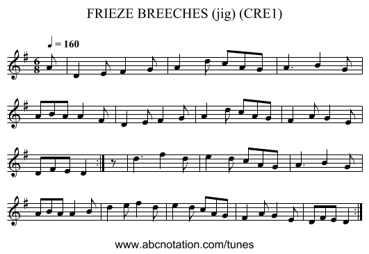 FRIEZE BREECHES (jig) (CRE1) - staff notation