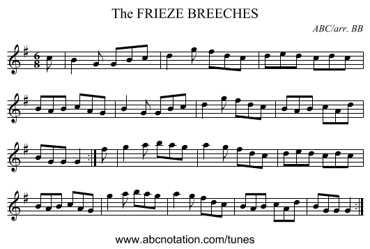 FRIEZE BREECHES, The - staff notation