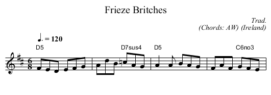 Frieze Britches - staff notation