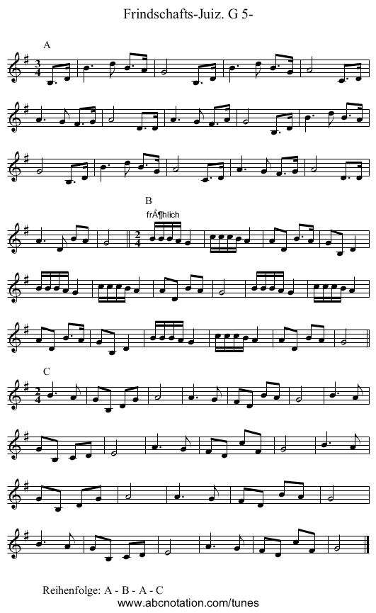 Frindschafts-Juiz. G 5- - staff notation