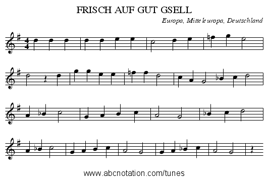 FRISCH AUF GUT GSELL - staff notation