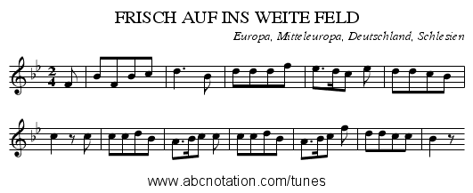 FRISCH AUF INS WEITE FELD - staff notation