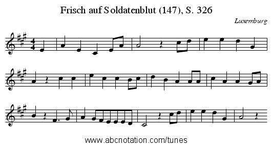 Frisch auf Soldatenblut (147), S. 326 - staff notation