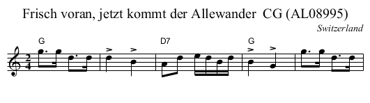 Frisch voran, jetzt kommt der Allewander  CG (AL08995) - staff notation
