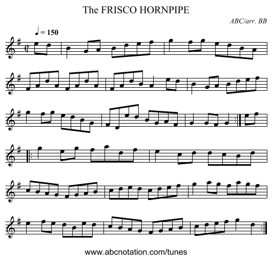 FRISCO HORNPIPE, The - staff notation