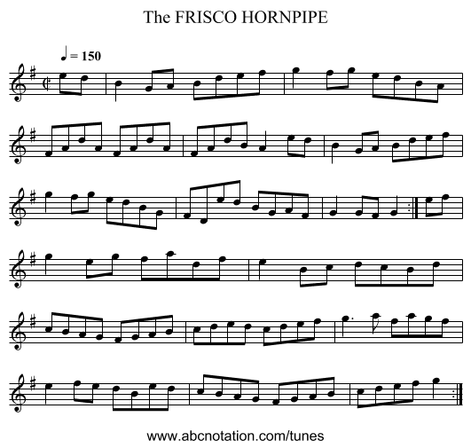 FRISCO HORNPIPE, The - staff notation