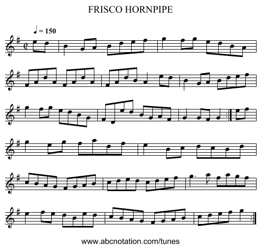 FRISCO HORNPIPE - staff notation