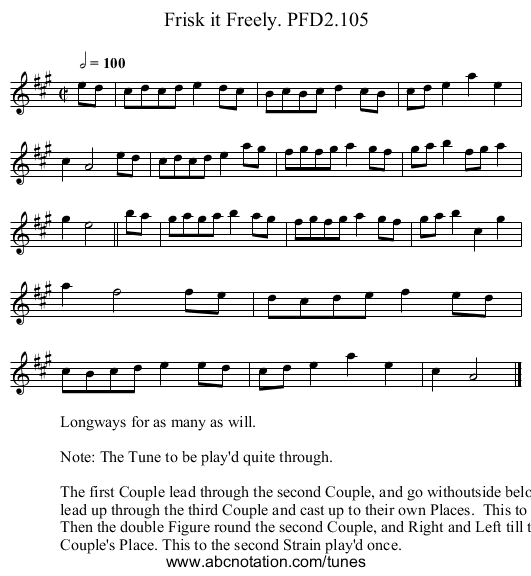 Frisk it Freely. PFD2.105 - staff notation