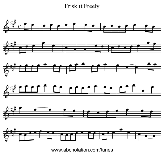 Frisk it Freely - staff notation