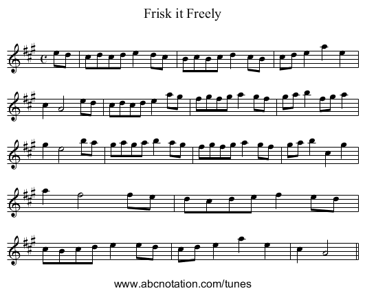 Frisk it Freely - staff notation