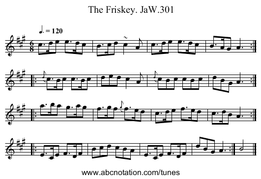 Friskey. JaW.301, The - staff notation