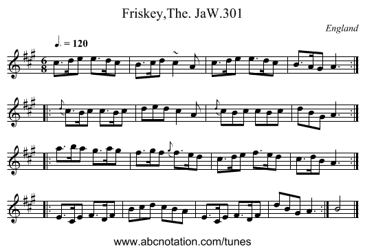 Friskey,The. JaW.301 - staff notation