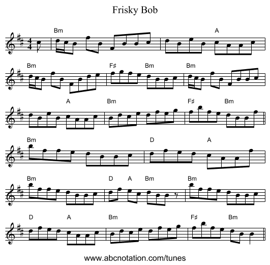 Frisky Bob - staff notation