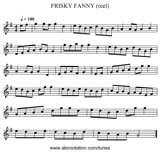 FRISKY FANNY (reel) - staff notation