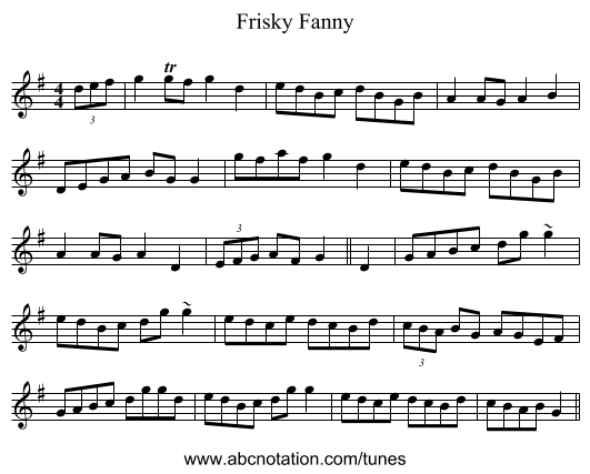 Frisky Fanny - staff notation