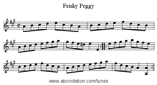 Frisky Peggy - staff notation