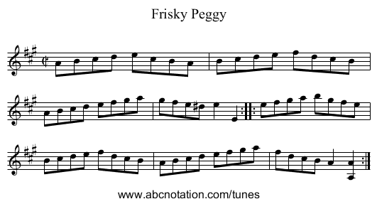 Frisky Peggy - staff notation