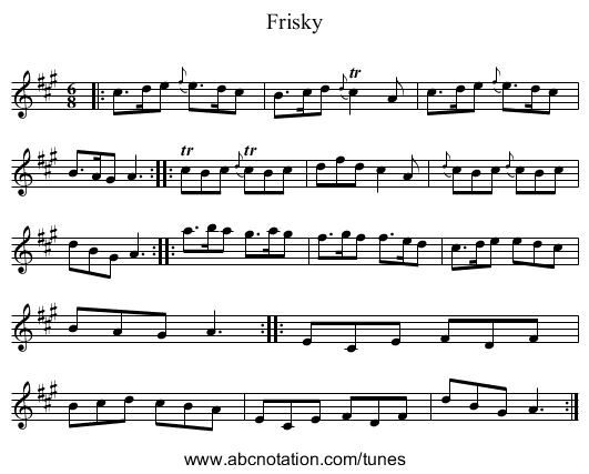 Frisky - staff notation