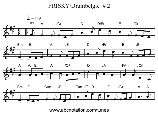 FRISKY/Drumbelgie  # 2 - staff notation