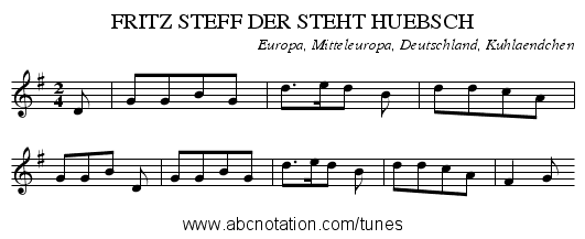 FRITZ STEFF DER STEHT HUEBSCH - staff notation