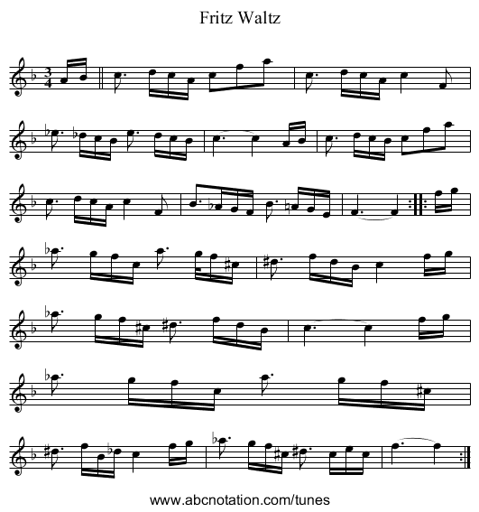 Fritz Waltz - staff notation