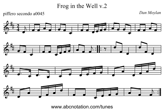Frog in the Well v.2 - staff notation