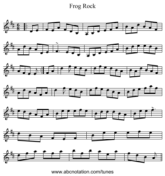 Frog Rock - staff notation