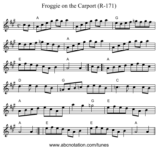 Froggie on the Carport (R-171) - staff notation
