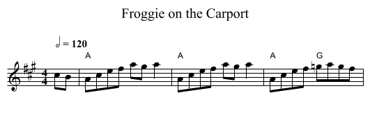 Froggie on the Carport - staff notation
