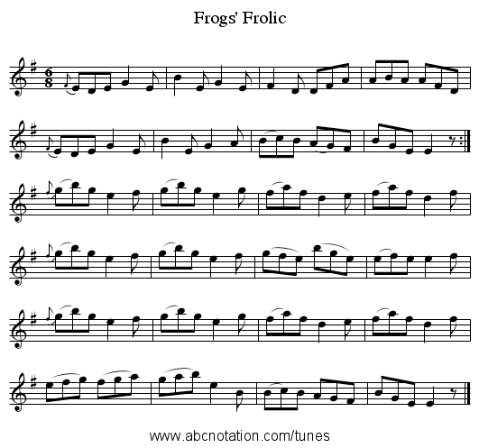 Frogs' Frolic - staff notation