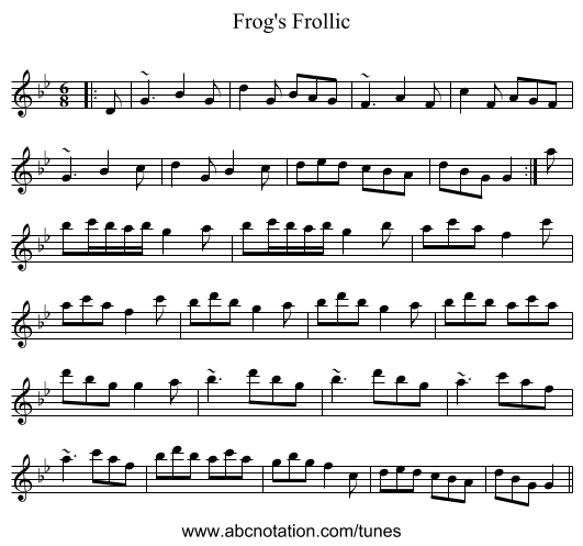 Frog's Frollic - staff notation