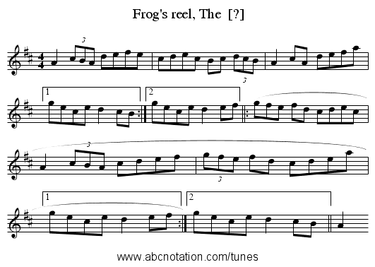Frog's reel, The  [?] - staff notation